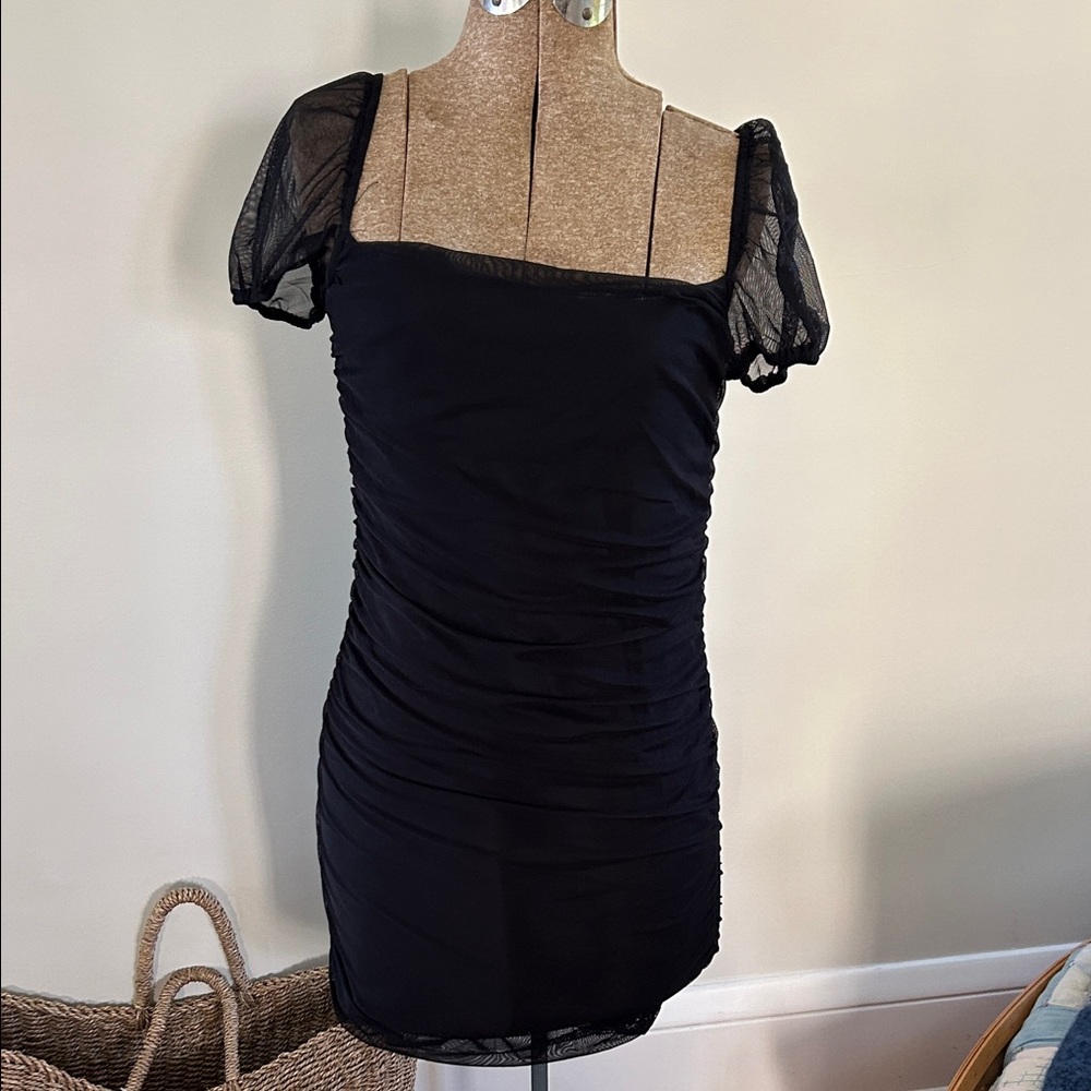 Princess Polly Elegant Black Ruched Mini Dress